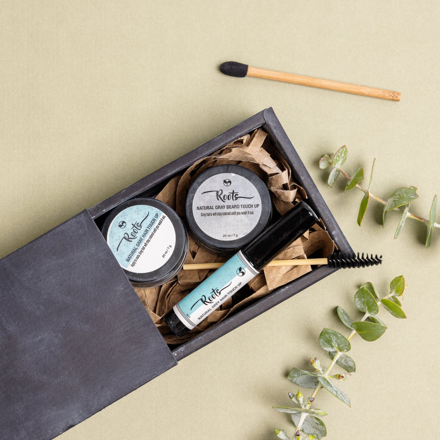 Roots Natural Beard Touch-Up – Chemical-Free, Odorless, Travel-Friendly Zero Waste Dye for Gray Hair