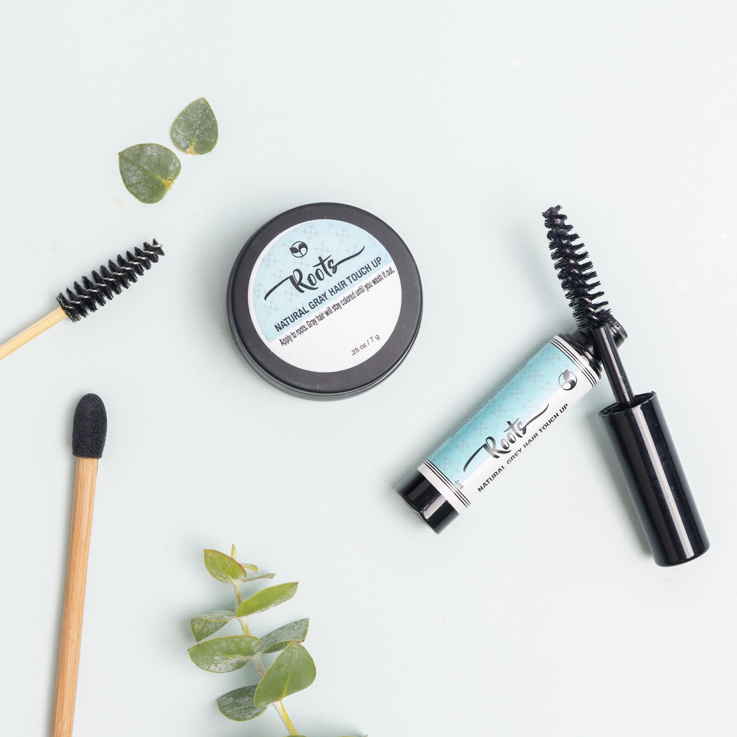 Roots Natural Gray Hair Touch-Up – Chemical-Free, Odorless, Travel-Friendly Zero Waste Dye for Dark Hair