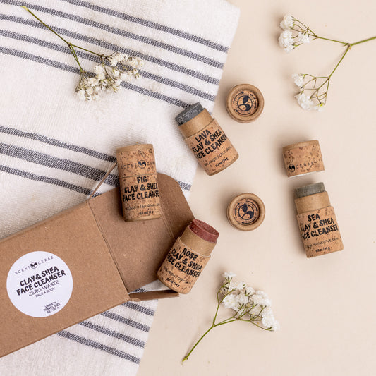 Clay & Shea face & body cleansers travel size push ups 4 pack